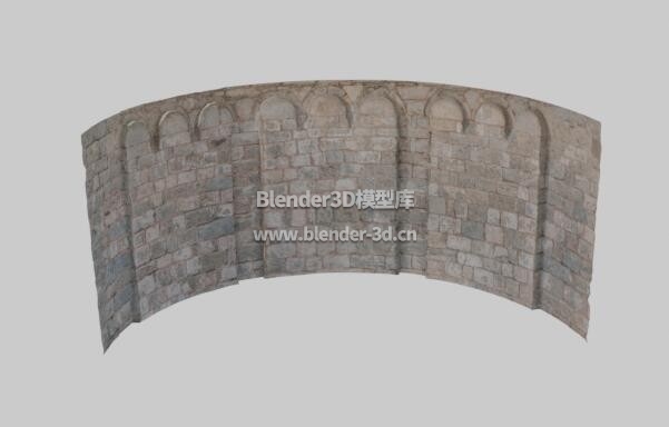 PBR半圆形石砌墙壁