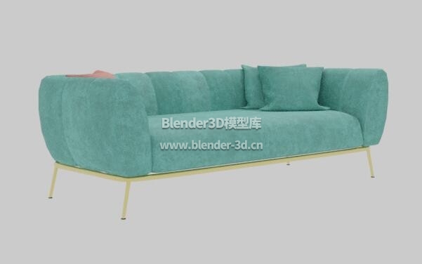 布艺绿色长沙发