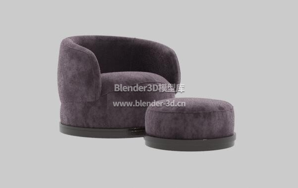 紫色单人沙发椅子箱式凳脚踏