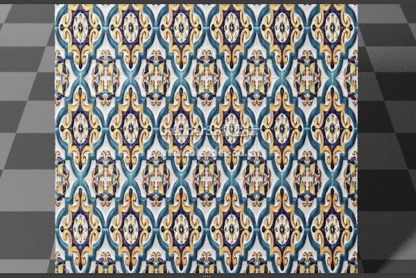 蓝黄卷纹地板砖瓷砖