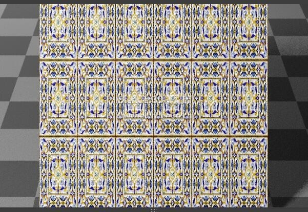 蓝黄方框纹地板砖瓷砖