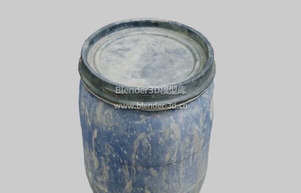 陈旧蓝色塑料桶