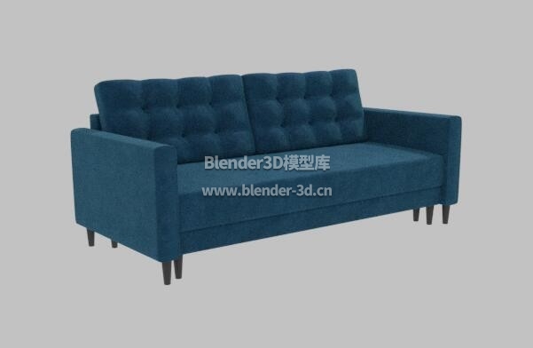 蓝色布艺长沙发