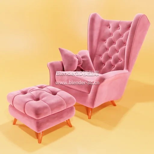 粉色天鹅绒沙发椅子脚踏