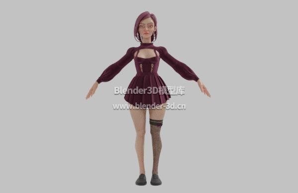 卡通PBR rig女性舞者