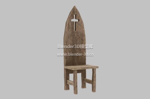 十字架旧实木靠背椅子