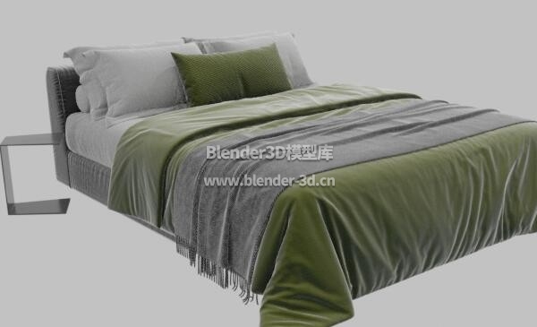 绿灰色Meridiani Louis双人床床铺
