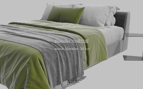 绿灰色Meridiani Louis双人床床铺