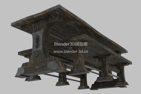 中世纪长木桌子椅子