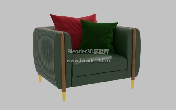 绿色靠枕单人沙发