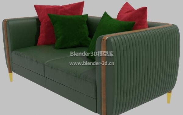 绿色靠枕长沙发