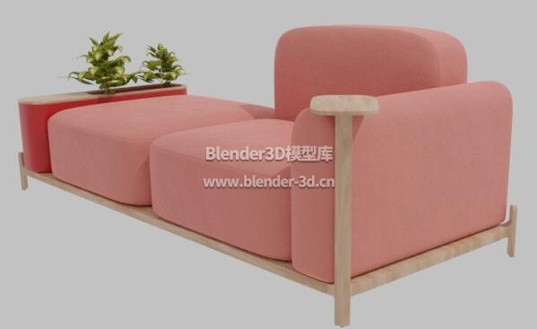 粉色绿植沙发