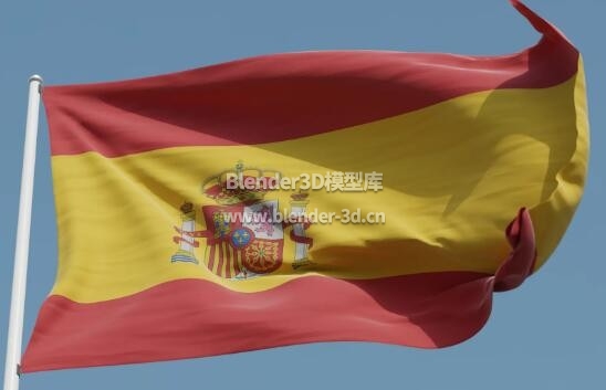 飘扬西班牙国旗旗帜（动画）