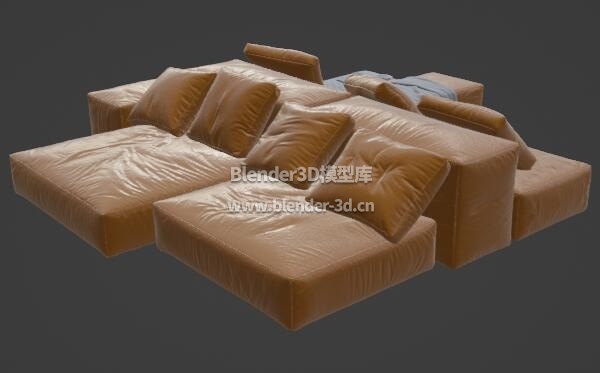 深棕色皮革环绕组合沙发