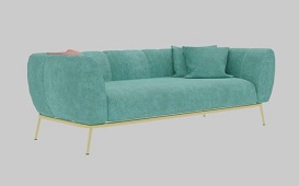 布艺绿色长沙发