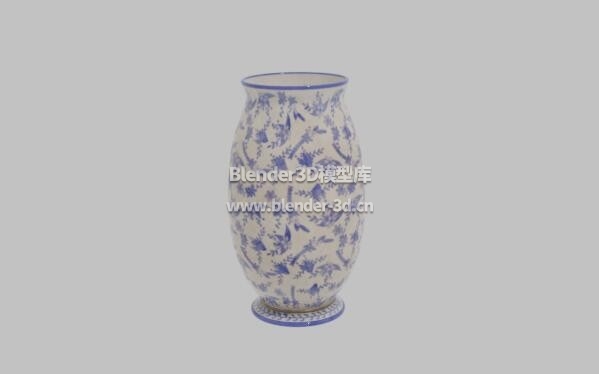 蓝纹陶瓷花瓶