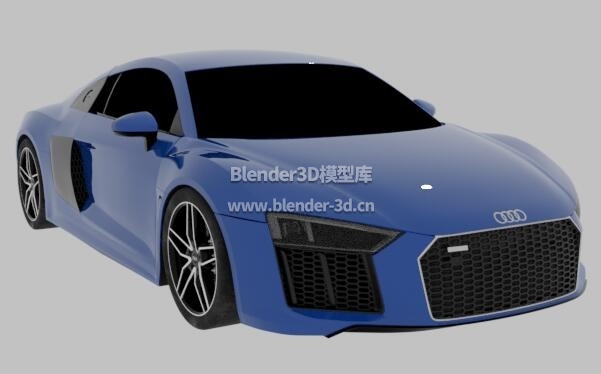 蓝色Audi R8 V10跑车