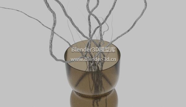 灰色玻璃干枝花瓶