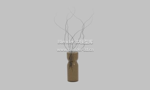 灰色玻璃干枝花瓶
